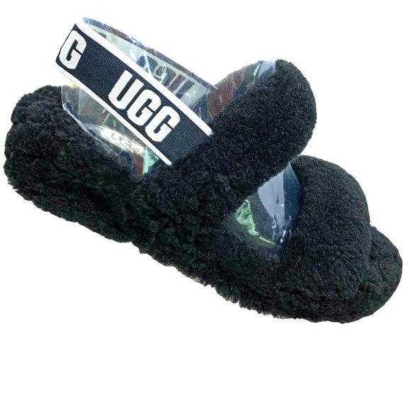 UGG 1107953 Oh Yeah‎ Black Sheepskin Slingback Slide Sandals - Picture 4 of 12